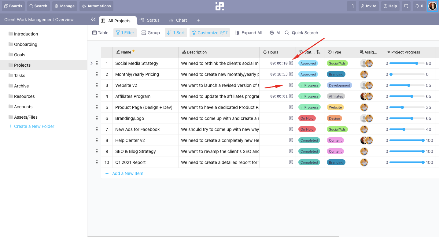 Infinity Time tracking