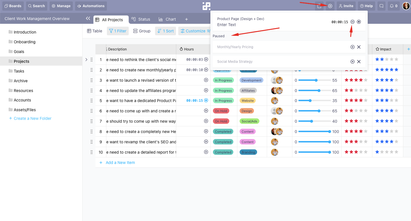 Infinity Time tracking